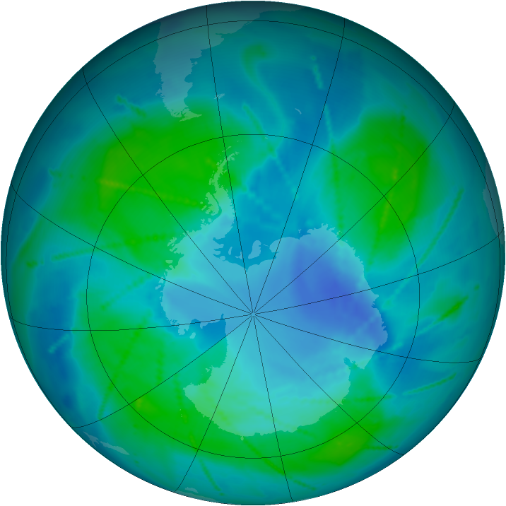Antarctic ozone map for 14 February 2011